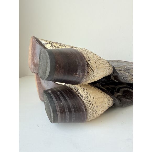Vintage 80\'s Western J. Chisholm Snake Skin Cowboy Boots 7.5 Retro Rare main image 4